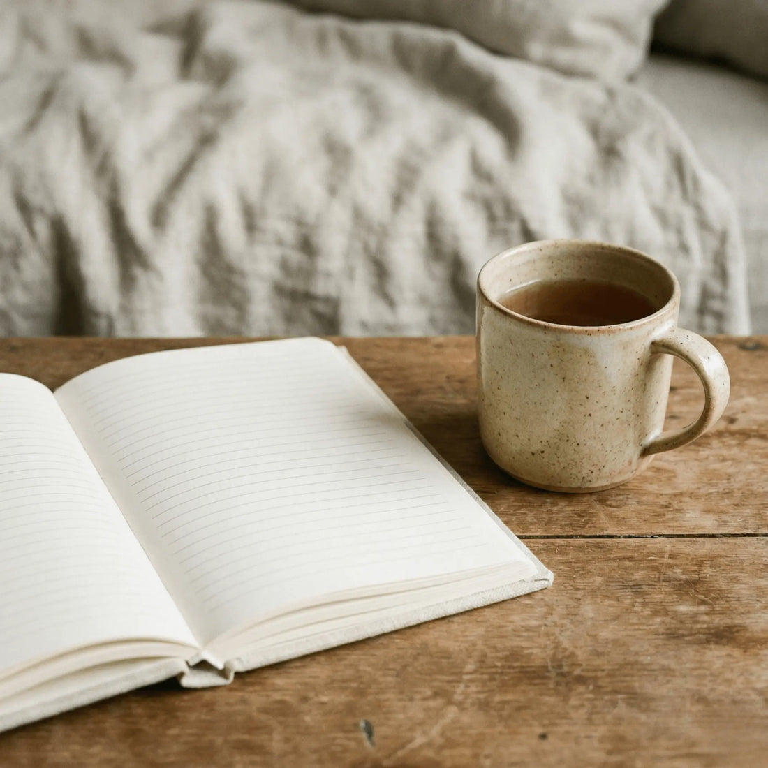 journal de gratitude posé sur table pret à être utilise pour pratiquer le journaling