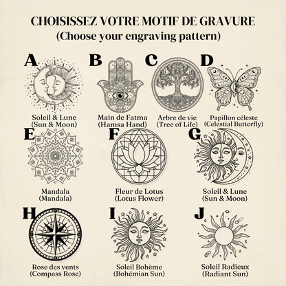 Carnet Cuir Personnalisé Prénom et Motif — Cahier Vegan Gravé