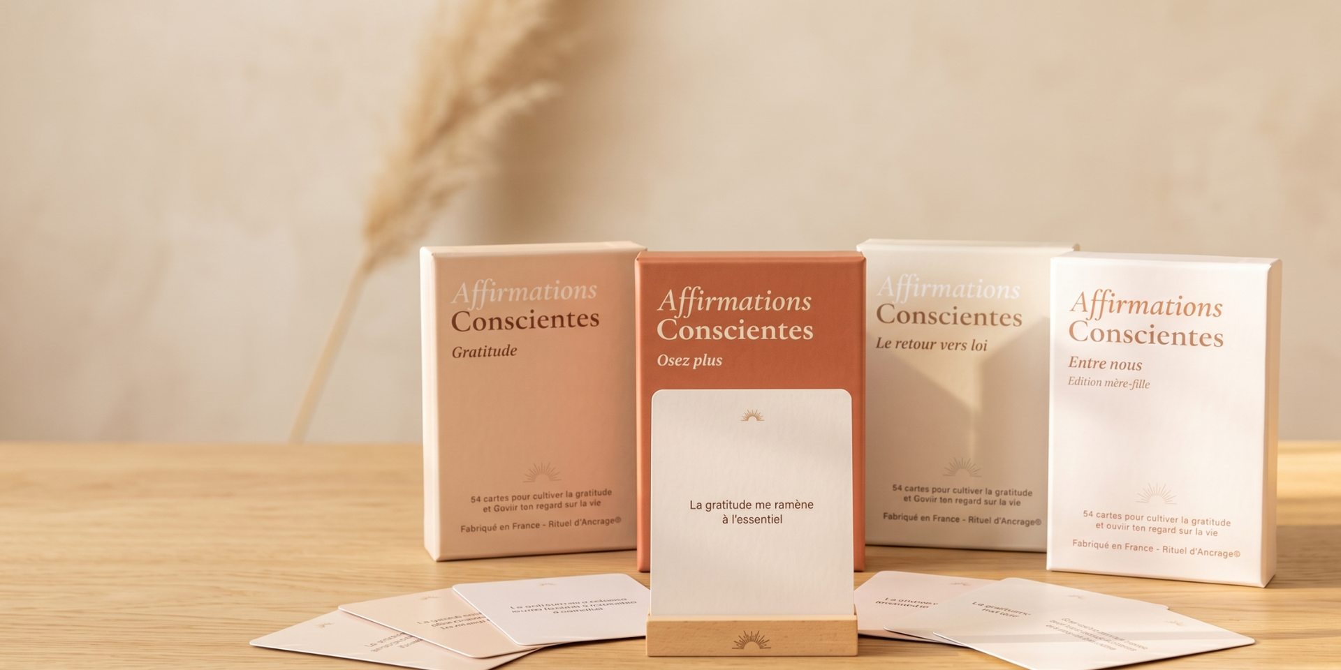 Coffrets Affirmations Conscientes - 4 jeux de cartes bien-être par Rituel d Ancrage