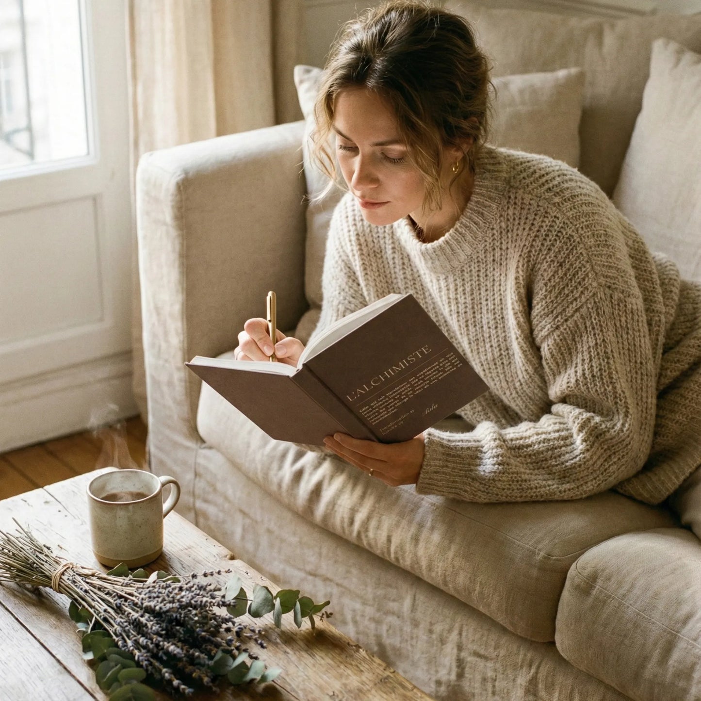 carnet de notes personnalisé Alchimiste - mise en situation lifestyle