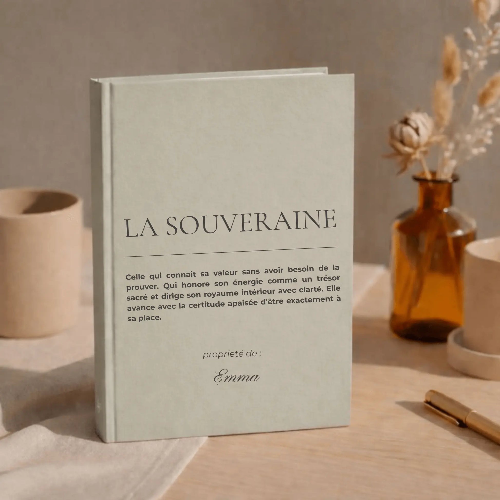 cahier personnalise femme la souveraine couleur sauge