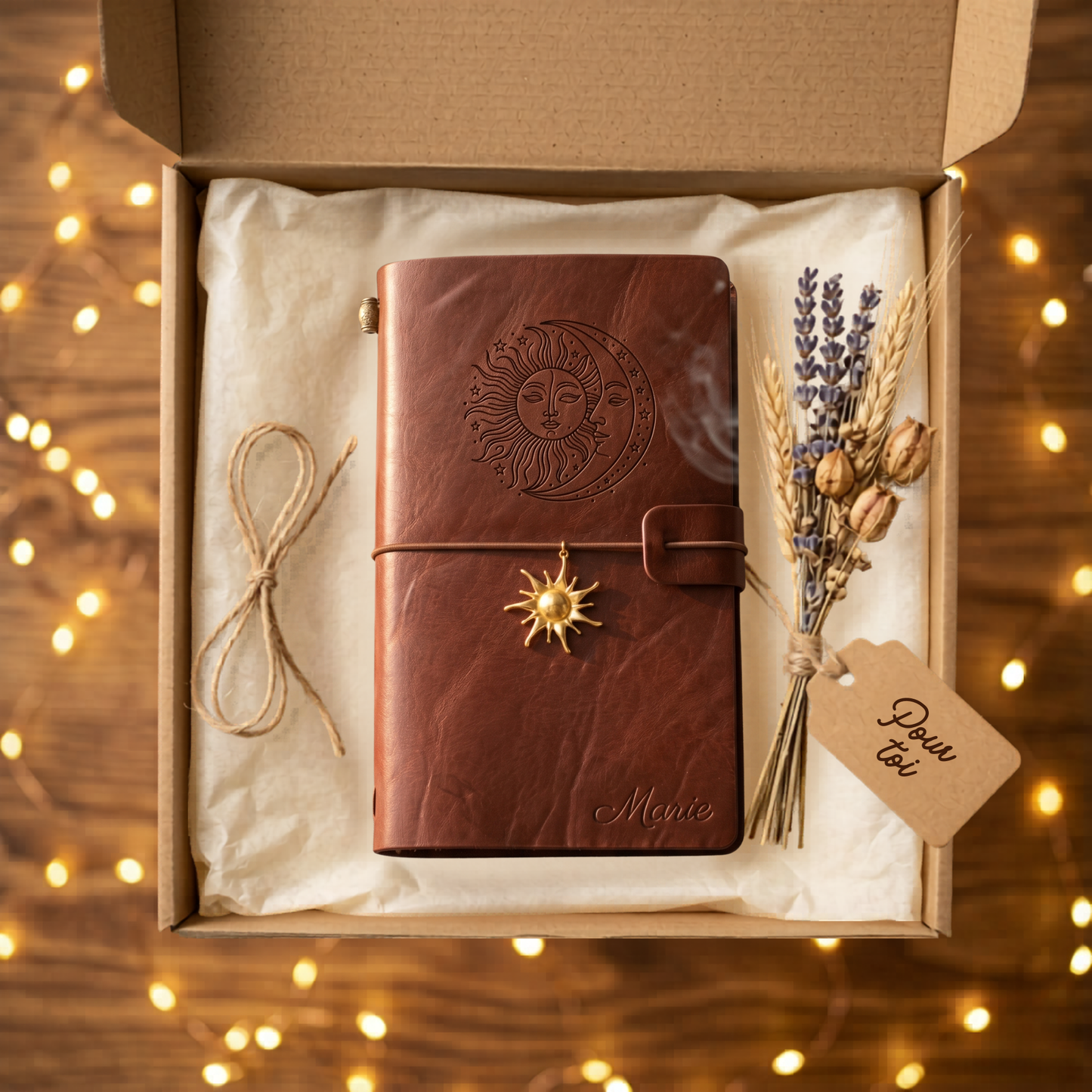 Carnet cuir vegan personnalisé coffret cadeau femme