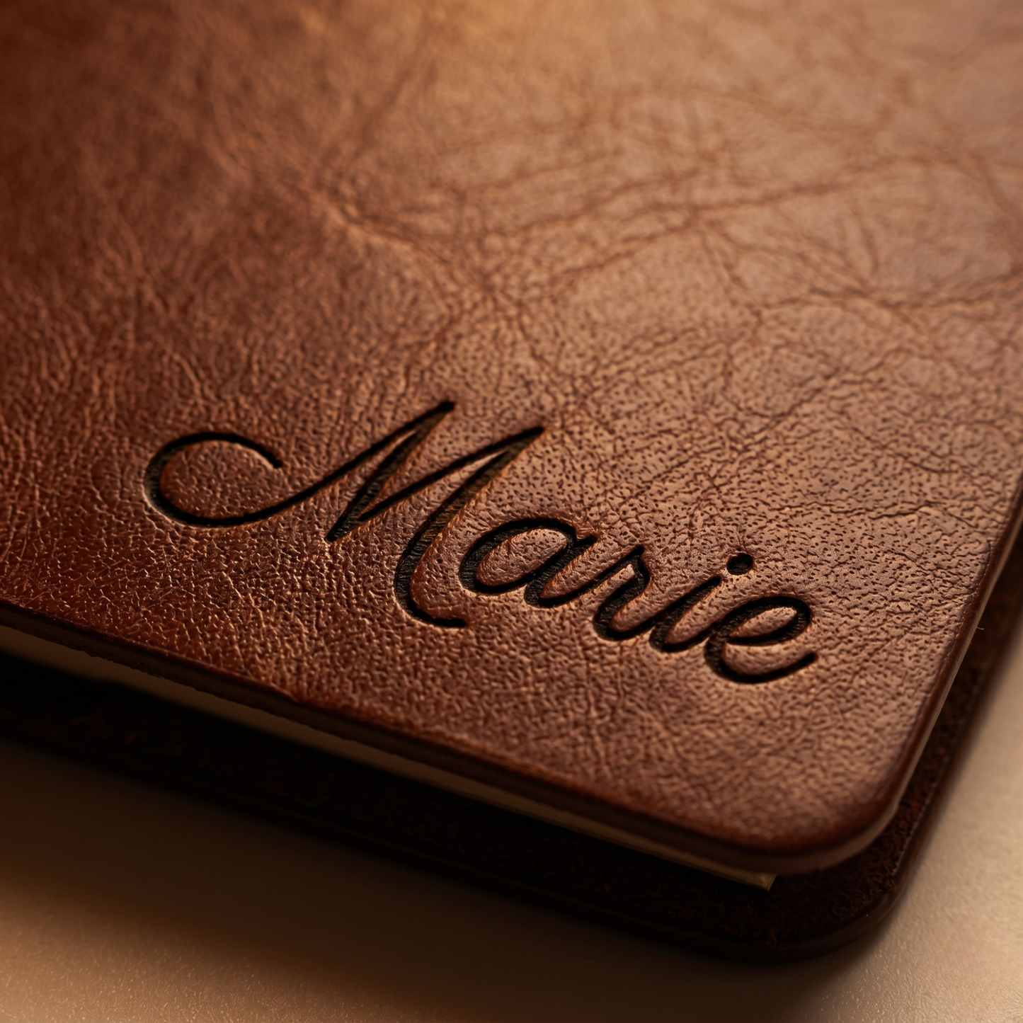 Carnet cuir personnalisé format 20x12cm finition vintage