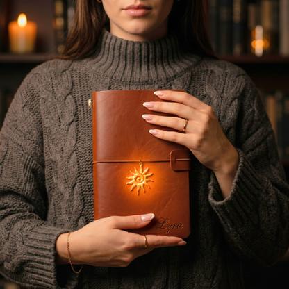Cahier cuir vegan personnalisé gravure prénom motif cadeau femme