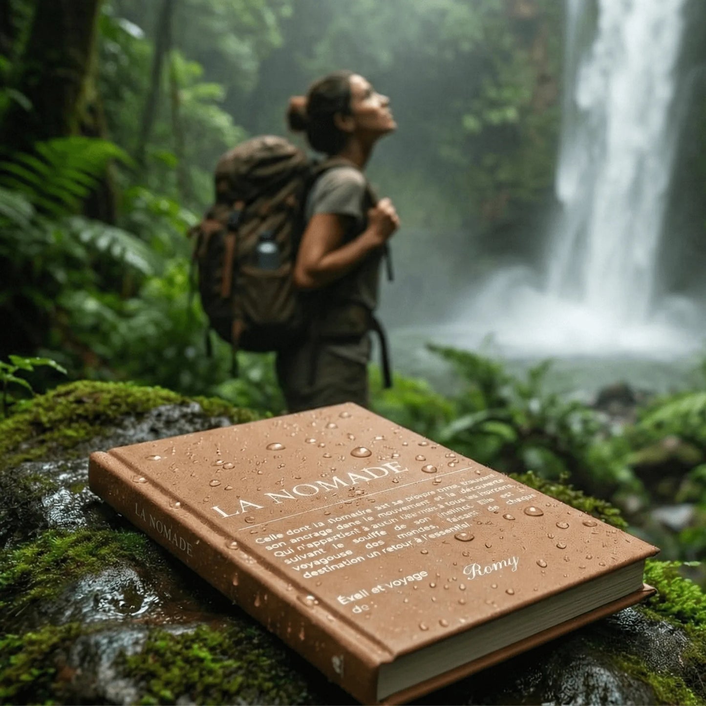 femme exploratrice dans la jungle avec son carnet de note la nomade