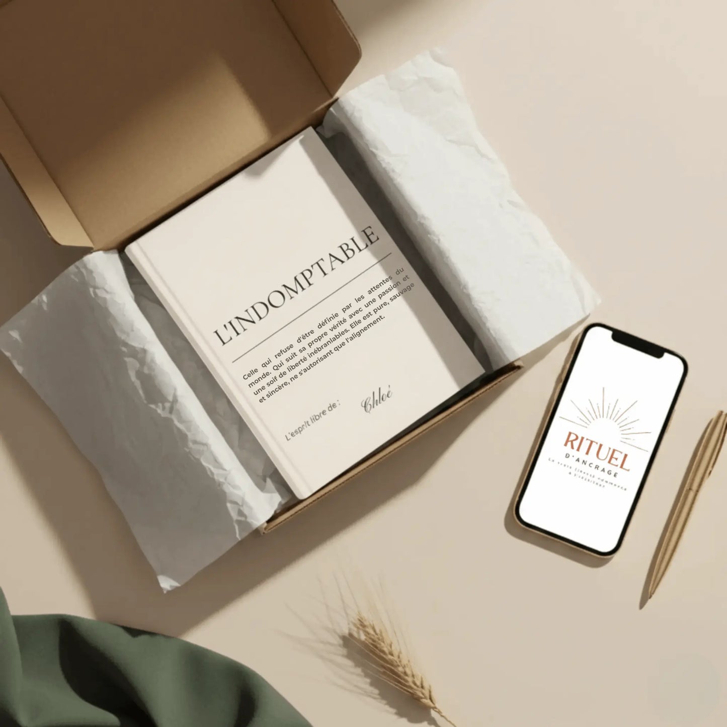 cahier signature personnalisé Indomptable - mise en situation lifestyle