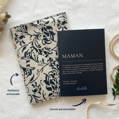 Carnet MAMAN Personnalisé & Pochette Artisanale — Cadeau Fête des Mères
