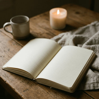 carnet de note ouvert sur un bureau