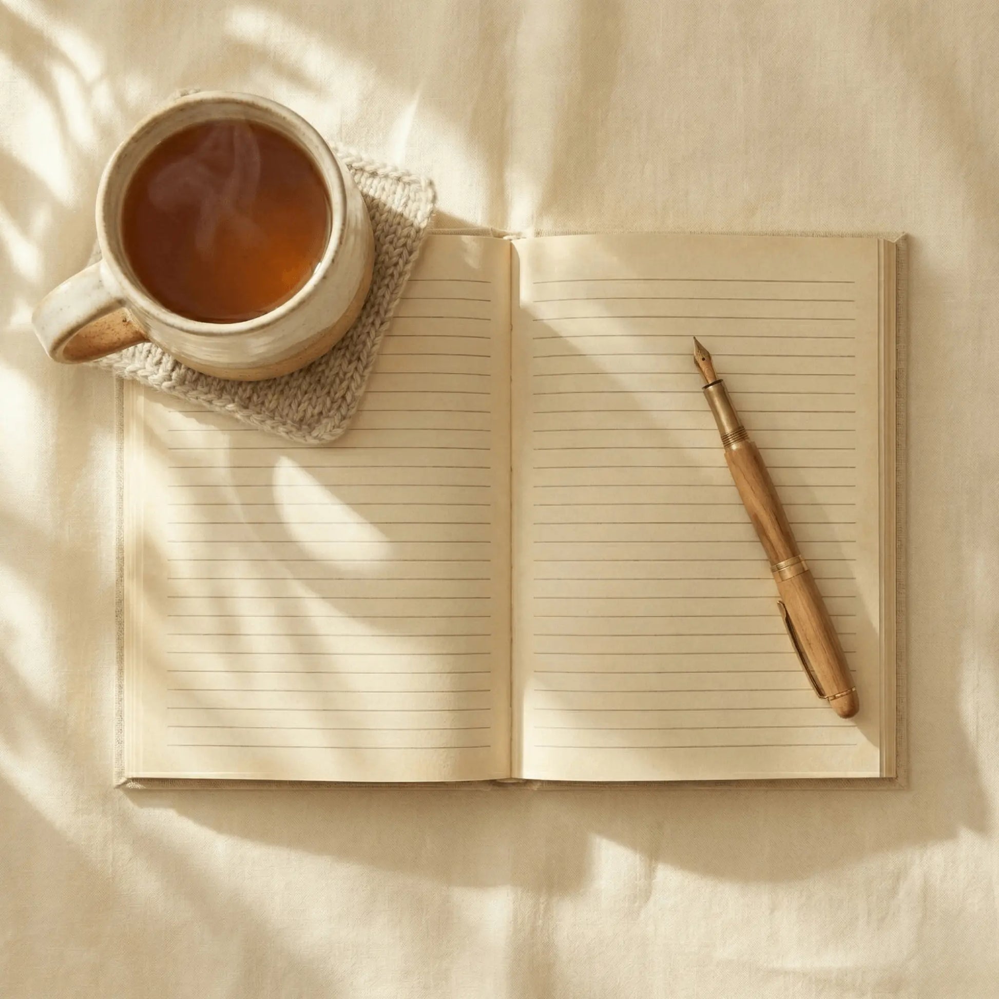 carnet ouvert avec un stylo pret pour pratiquer le journaling