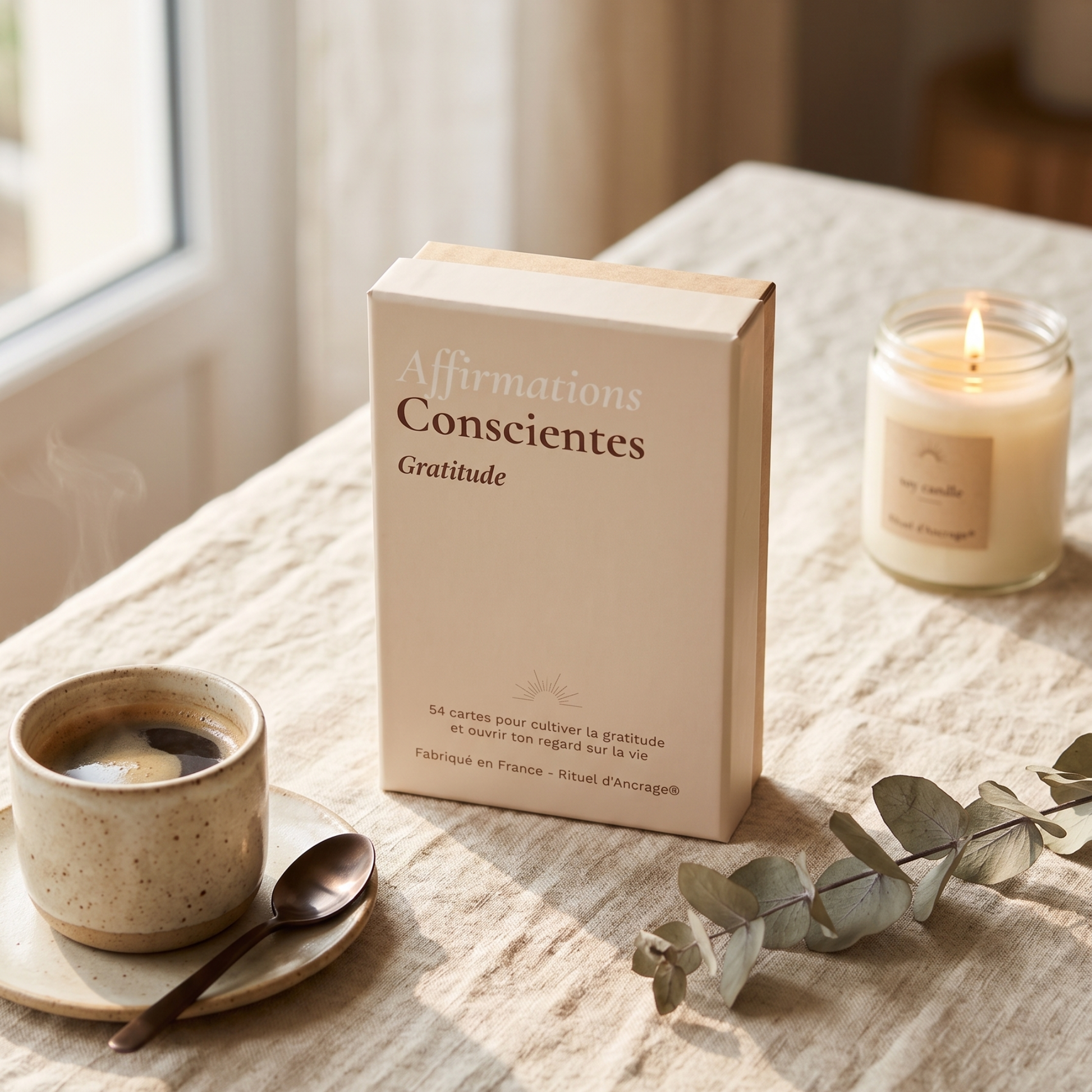 carte affirmation gratitude gros plan texte rituel du matin bien-être