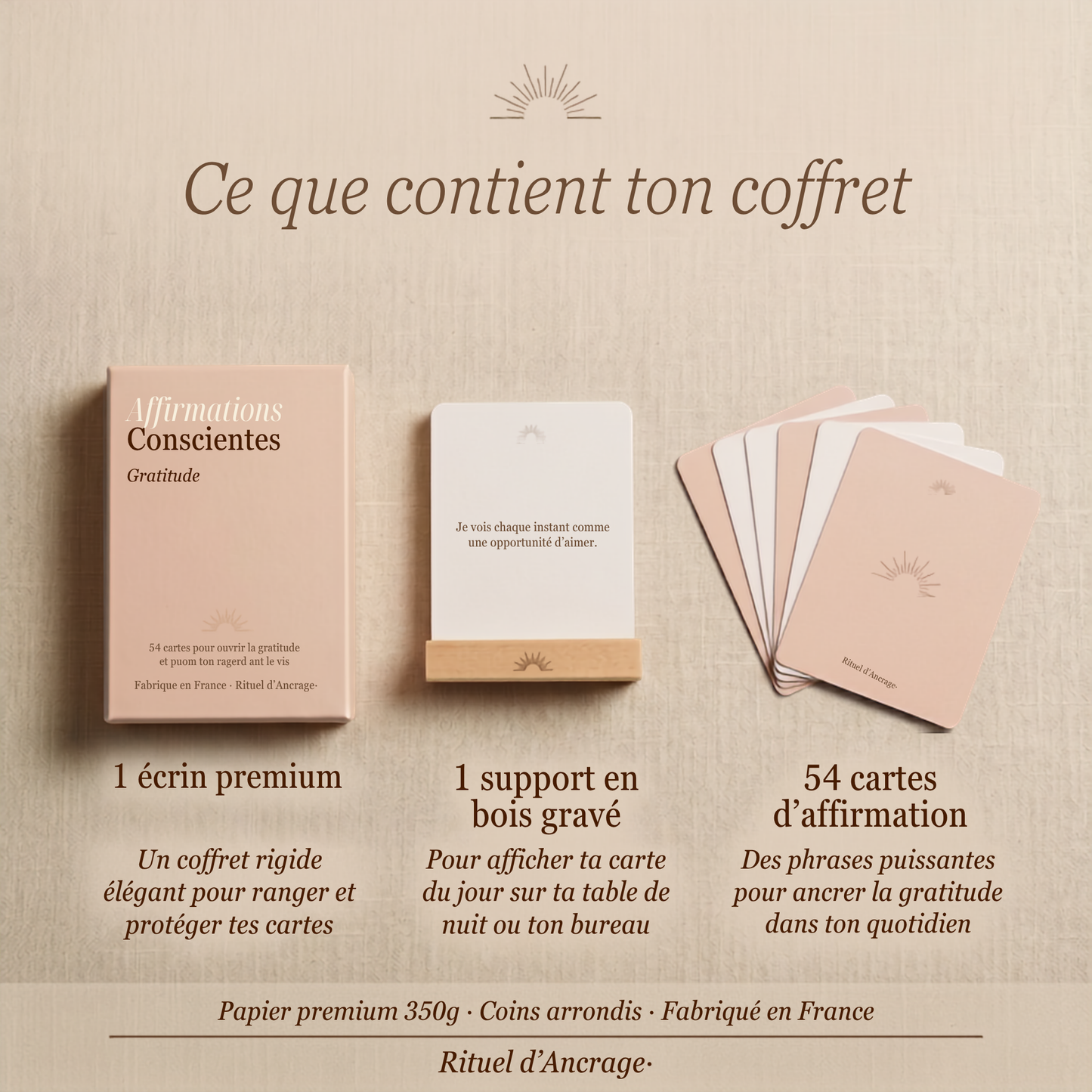 coffret cartes affirmations positives gratitude idée cadeau femme bien-être