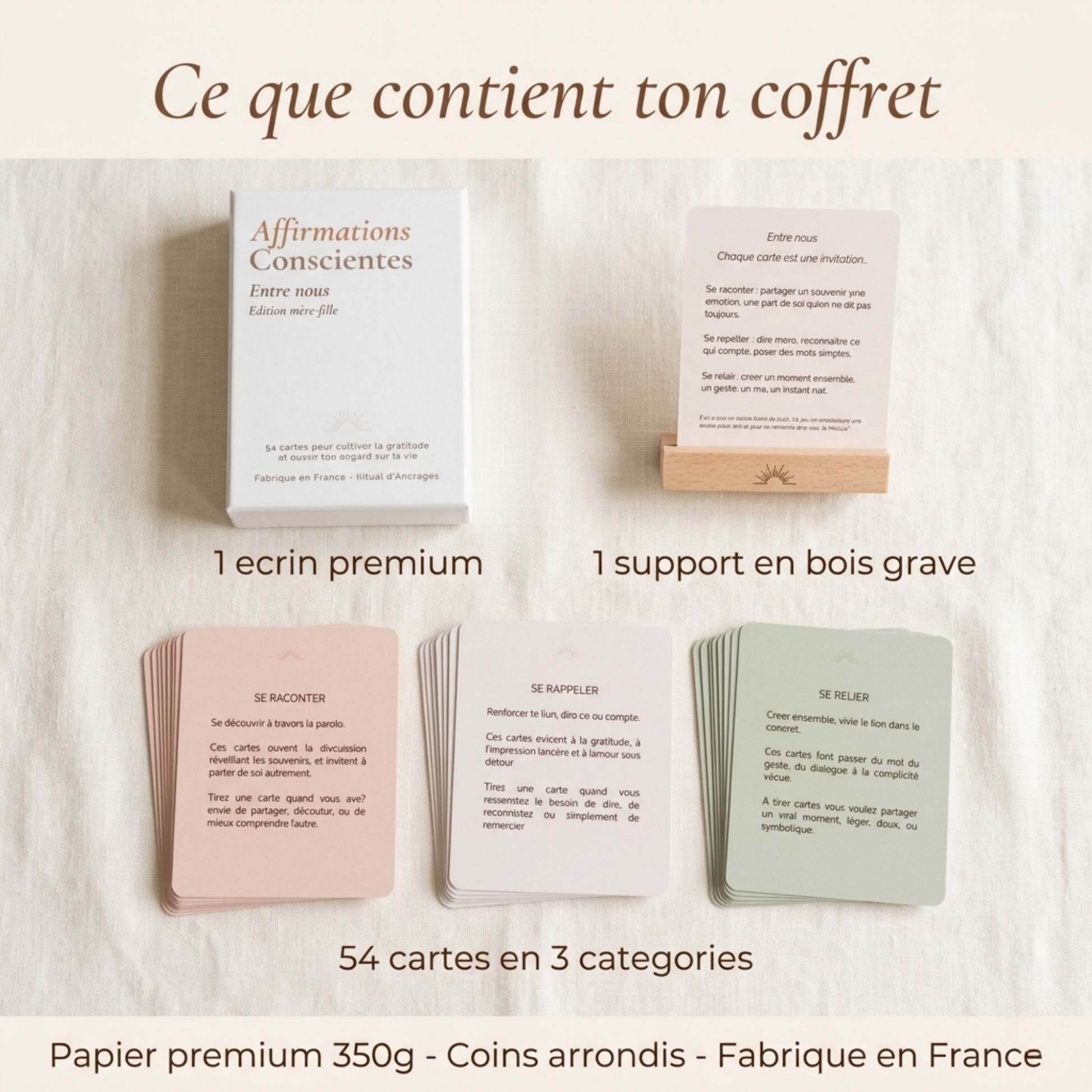 coffret Entre Nous fermé vue dessus packaging premium cadeau fête des mères
