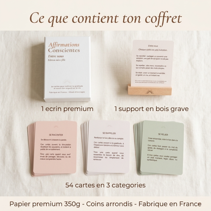 coffret Entre Nous fermé vue dessus packaging premium cadeau fête des mères