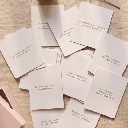 coffret premium cartes gratitude fabriqué en France design beige sable