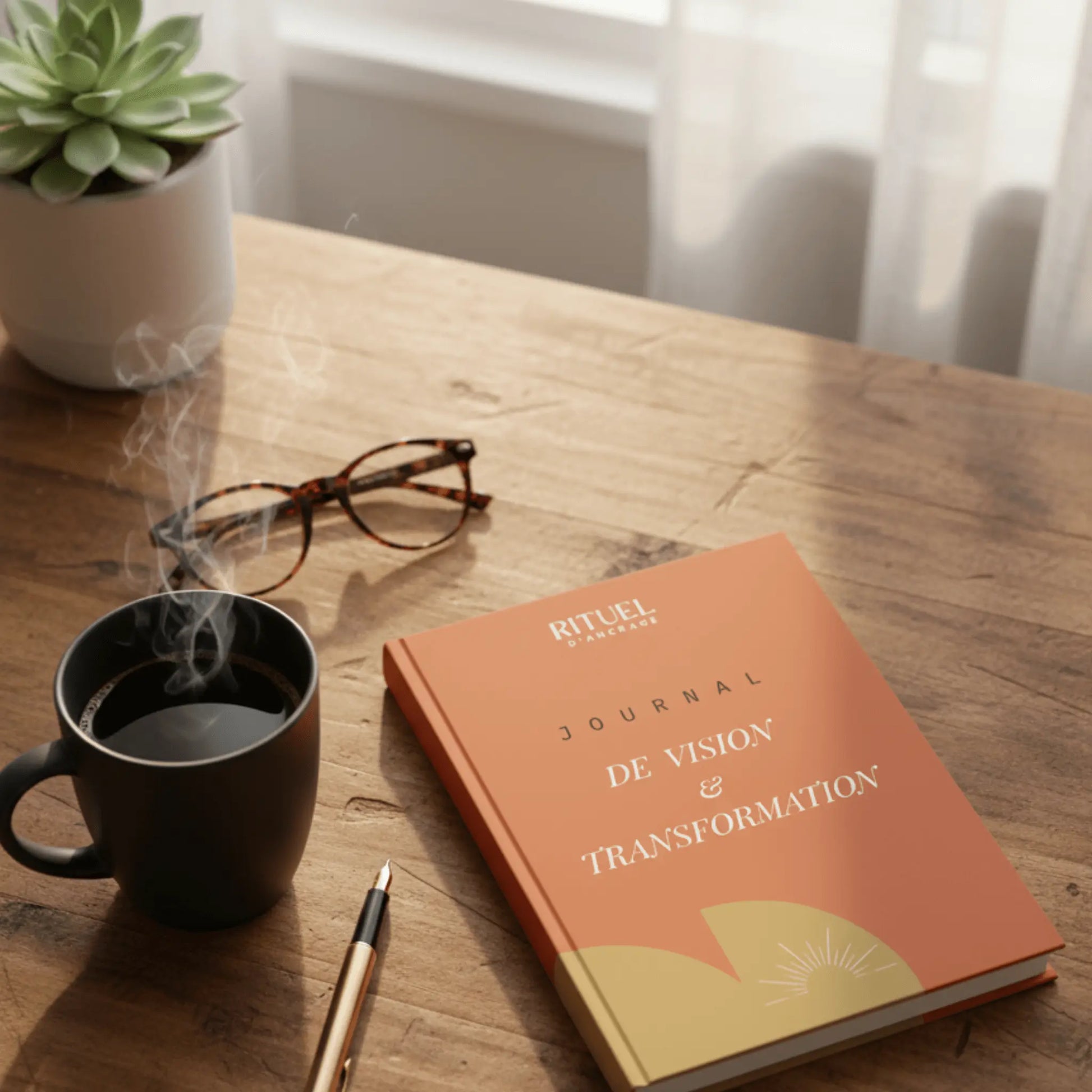 journal vision transformation terracotta  sur un bureau 